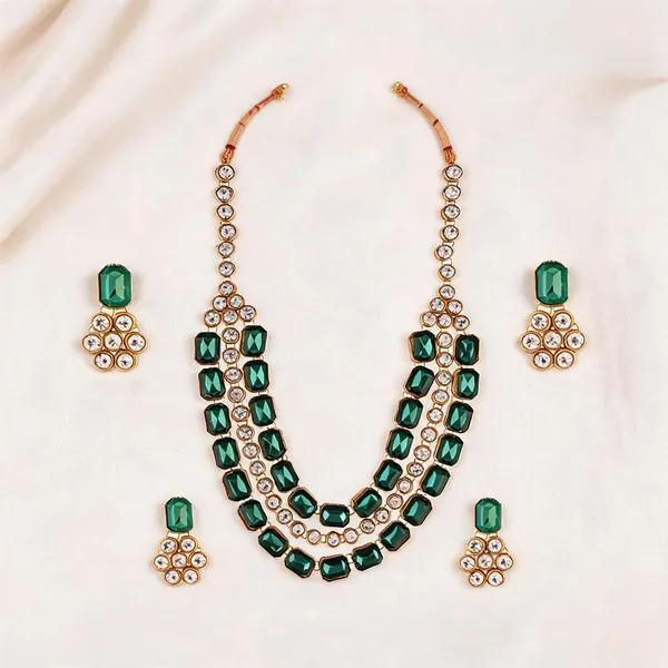 Green_And_White_Jewellery_Set_Alloy_For_Women_Pack_Of_1