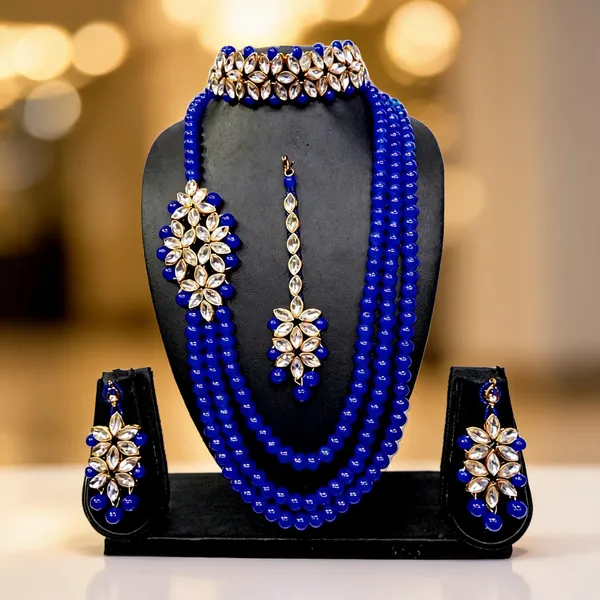Blue_And_White_Jewellery_Set_Alloy_For_Women_Pack_Of_1