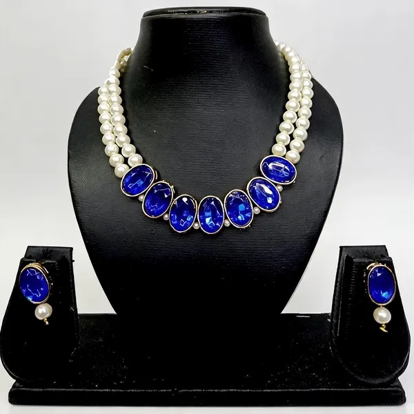 Blue_And_White_Jewellery_Set_Alloy_For_Women_Pack_Of_1