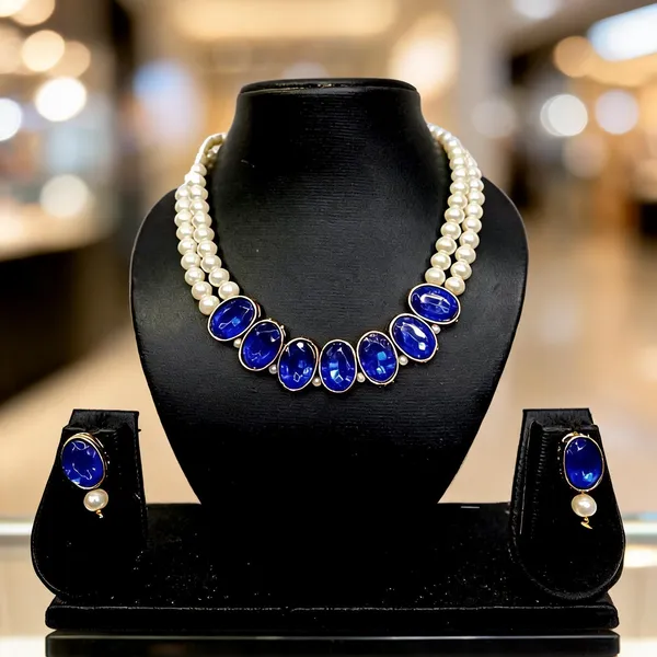 Blue_And_White_Jewellery_Set_Alloy_For_Women_Pack_Of_1