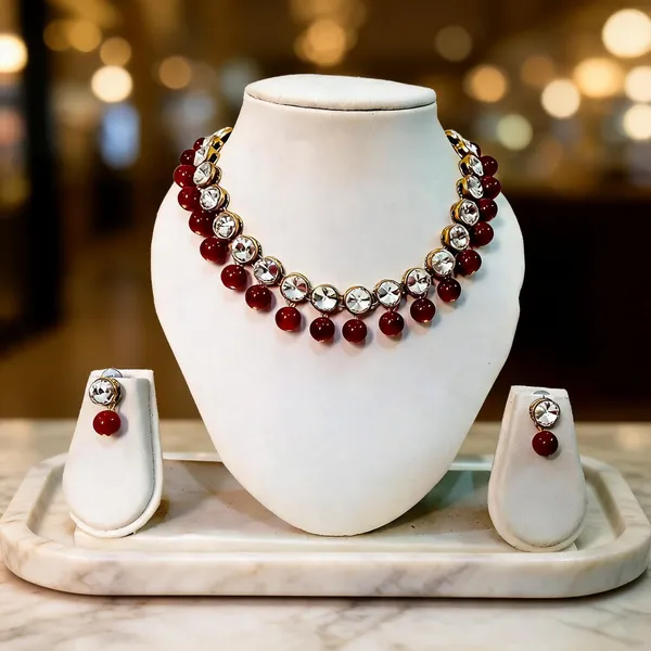 Red_And_White_Jewellery_Set_Alloy_For_Women_Pack_Of_1