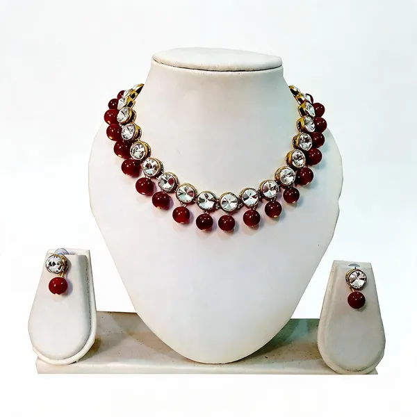 Red_And_White_Jewellery_Set_Alloy_For_Women_Pack_Of_1