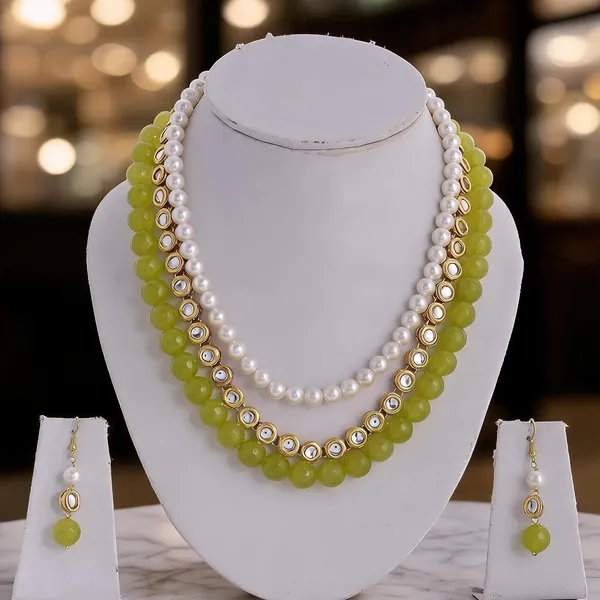 Green_And_White_Jewellery_Set_Alloy_For_Women_Pack_Of_1