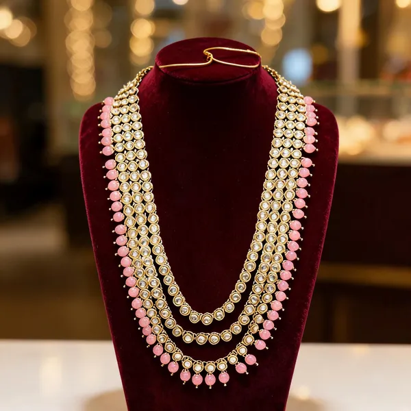 Pink_And_Gold_Groom_Mala,_Layered_Necklace_Alloy_For_Groom_Pack_Of_1