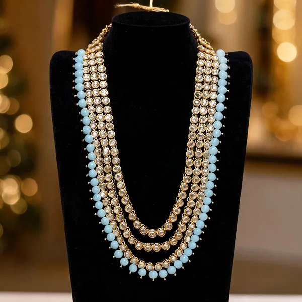 Blue_And_Gold_Layered_Necklace_Alloy_For_Unisex_Pack_Of_1