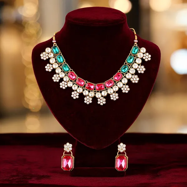 Pink_And_Green_Jewellery_Set_Alloy_For_Women_Pack_Of_1