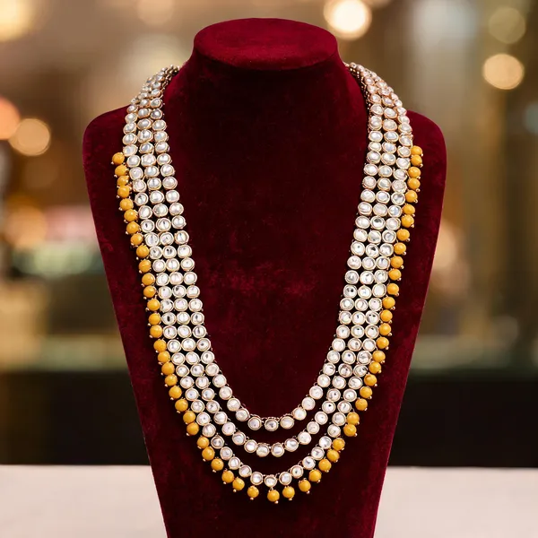 White_And_Yellow_Layered_Necklace_Alloy_For_Unisex_Pack_Of_1