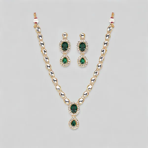 Green_And_White_Jewellery_Set_Alloy_For_Women_Pack_Of_1