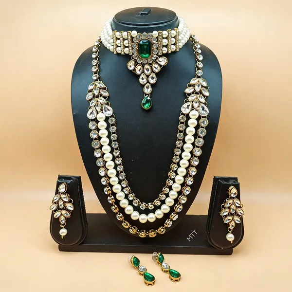 Green_And_White_Jewellery_Set_Alloy_For_Women_Pack_Of_1