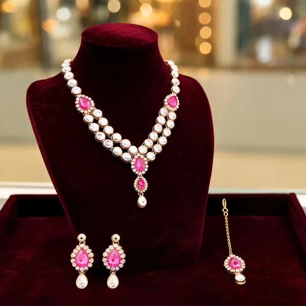 Pink_And_White_Jewellery_Set_Alloy_For_Women_Pack_Of_1