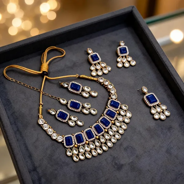Blue_And_White_Jewellery_Set_Alloy_For_Women_Pack_Of_1