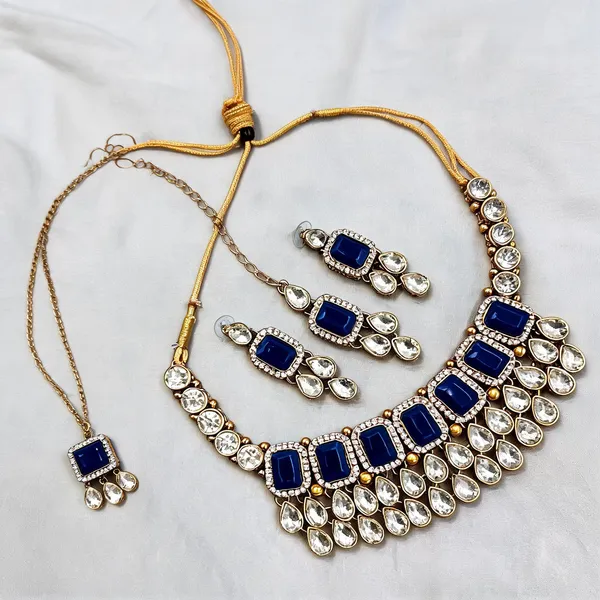 Blue_And_White_Jewellery_Set_Alloy_For_Women_Pack_Of_1