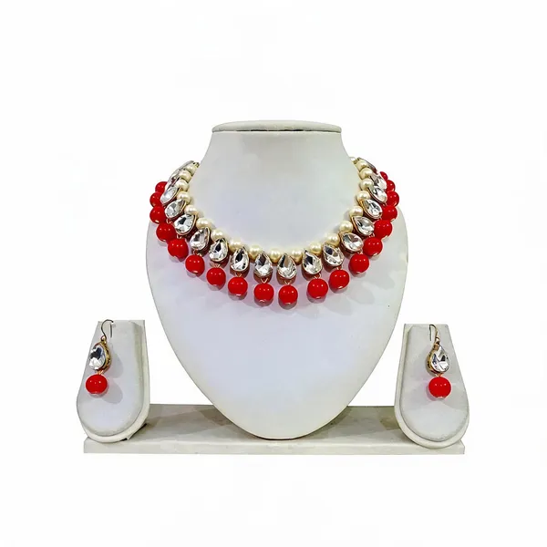Red_And_White_Jewellery_Set_Alloy_For_Women_Pack_Of_1