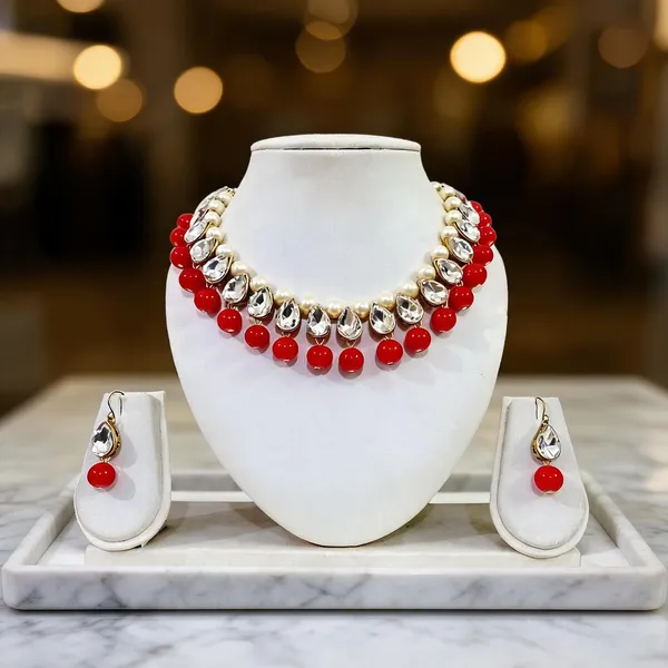 Red_And_White_Jewellery_Set_Alloy_For_Women_Pack_Of_1