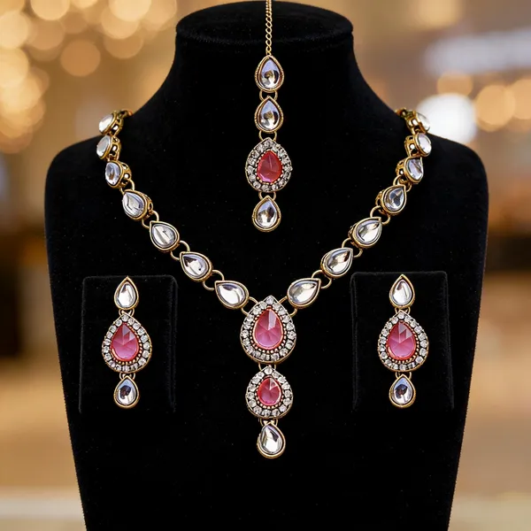 Pink_And_Silver_Jewellery_Set_Alloy_For_Women_Pack_Of_1