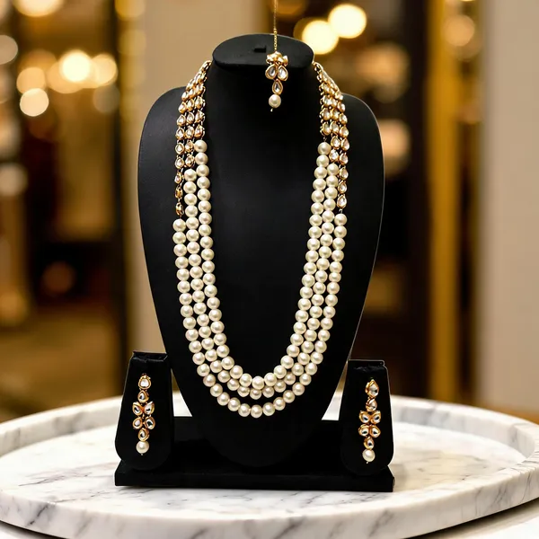 White_And_Gold_Jewellery_Set_Alloy_For_Women_Pack_Of_1