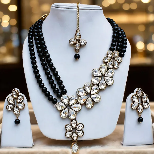 Black_And_White_Jewellery_Set_Alloy_For_Women_Pack_Of_1