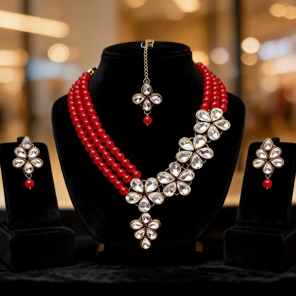 Red_And_White_Jewellery_Set_Alloy_For_Women_Pack_Of_1
