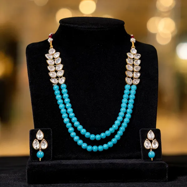 Turquoise_And_White_Jewellery_Set_Alloy_For_Women_Pack_Of_1