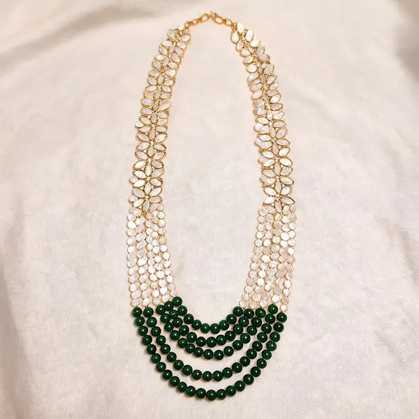 Green_And_White_Layered_Necklace_Alloy_For_Men_Pack_Of_1