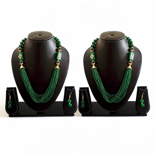 Green_And_White_Jewellery_Set_Alloy_For_Women_Pack_Of_2
