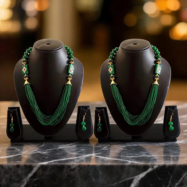 Green_And_White_Jewellery_Set_Alloy_For_Women_Pack_Of_2