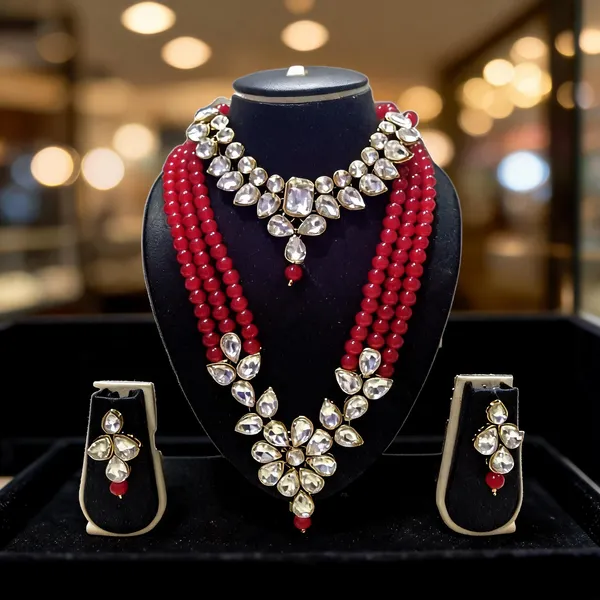 Red_And_White_Jewellery_Set_Alloy_For_Women_Pack_Of_1
