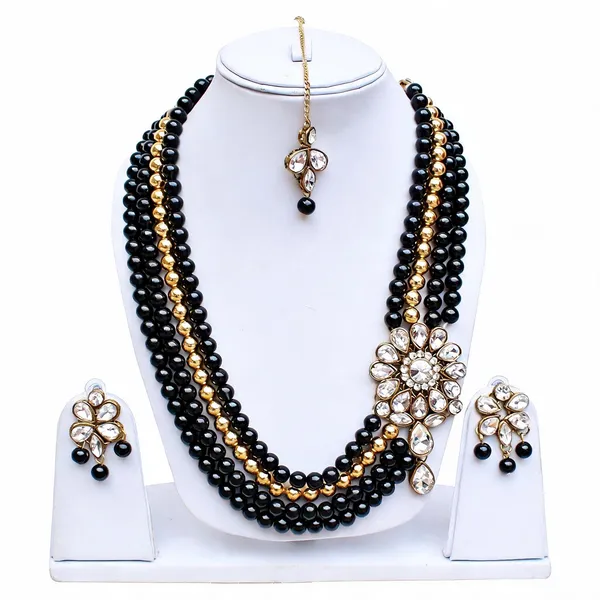 Black_And_Gold_And_White_Jewellery_Set_Alloy_For_Women_Pack_Of_1