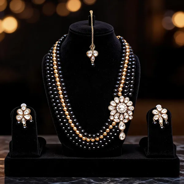 Black_And_Gold_And_White_Jewellery_Set_Alloy_For_Women_Pack_Of_1