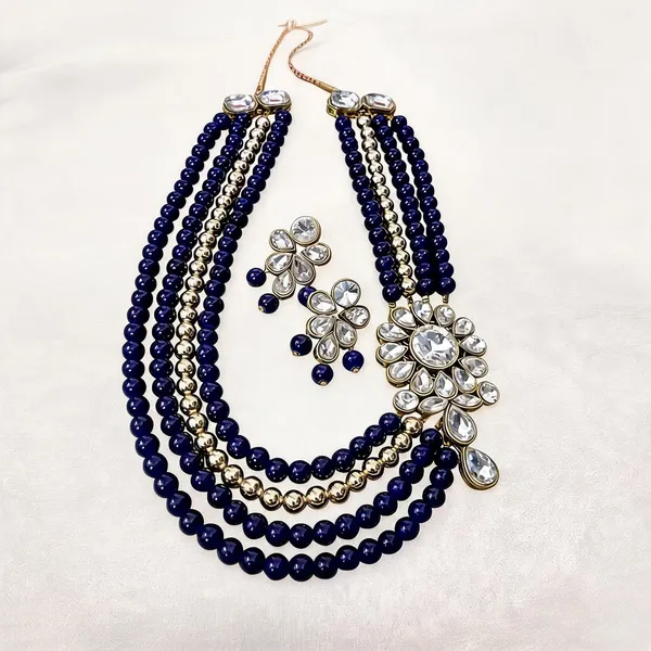 Gold_And_Blue_Jewellery_Set_Alloy_For_Women_Pack_Of_1