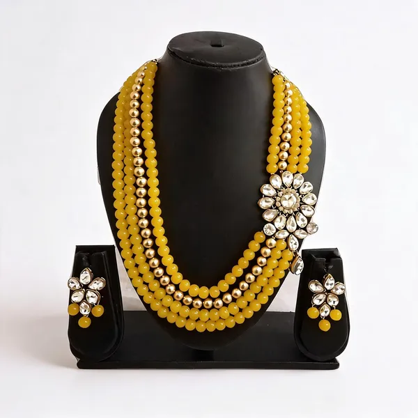 Yellow_And_White_Jewellery_Set_Alloy_For_Women_Pack_Of_1