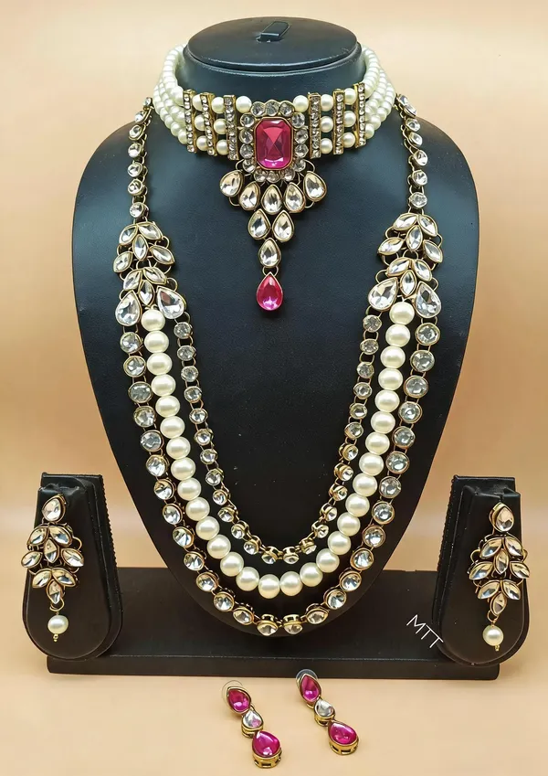 Pink_And_White_Jewellery_Set_Alloy_For_Women_Pack_Of_1