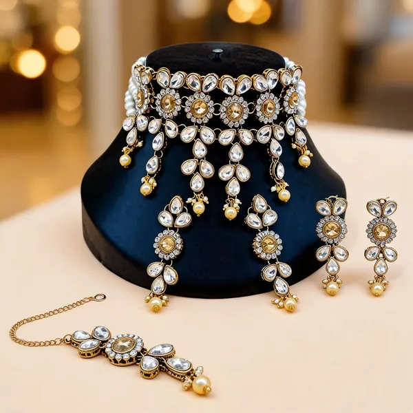 Gold_And_White_Jewellery_Set_Alloy_For_Women_Pack_Of_1