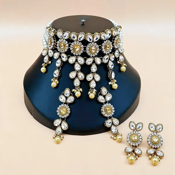 Gold_And_White_Jewellery_Set_Alloy_For_Women_Pack_Of_1