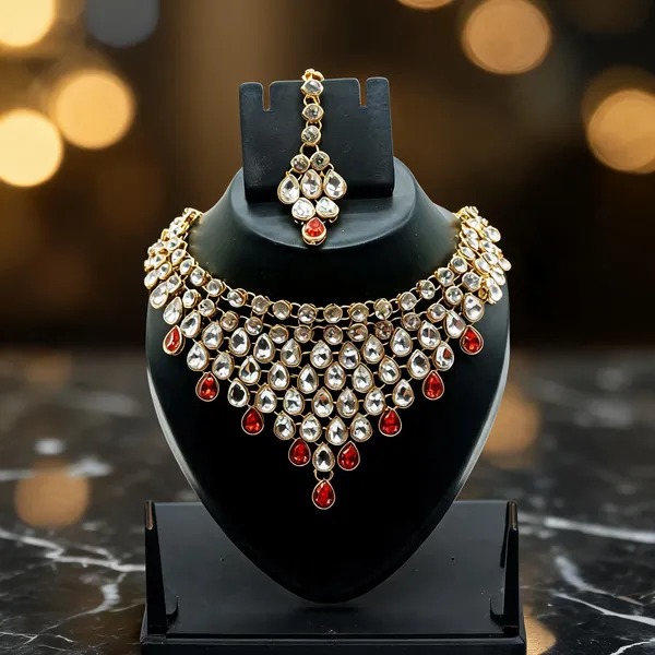 Red_And_White_Jewellery_Set_Alloy_For_Women_Pack_Of_1