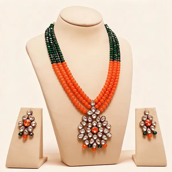 Orange_And_Green_Jewellery_Set_Alloy_For_Women_Pack_Of_1