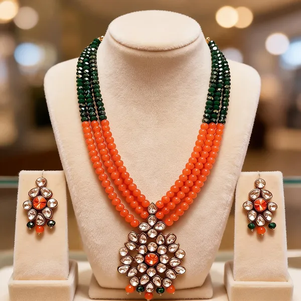 Orange_And_Green_Jewellery_Set_Alloy_For_Women_Pack_Of_1