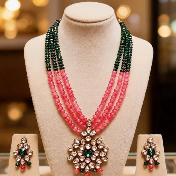 Pink_And_Green_Jewellery_Set_Alloy_For_Women_Pack_Of_1