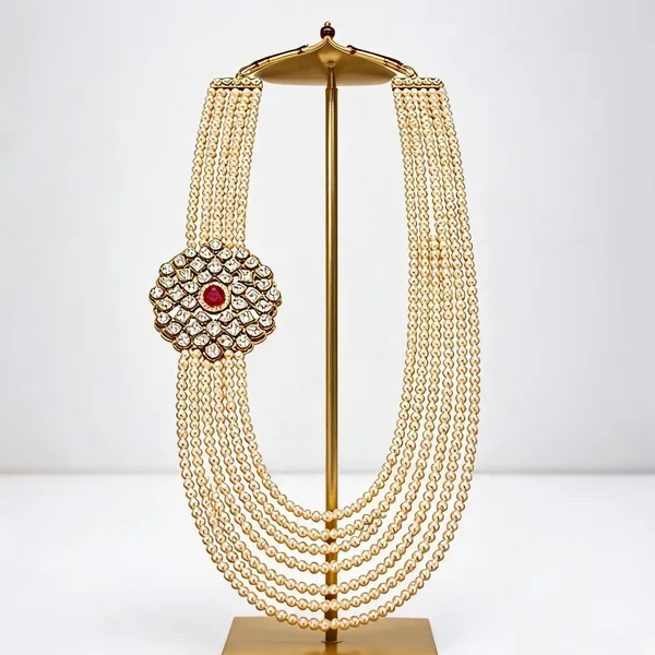 Gold_And_White_Layered_Necklace_Alloy_For_Unisex_Pack_Of_1