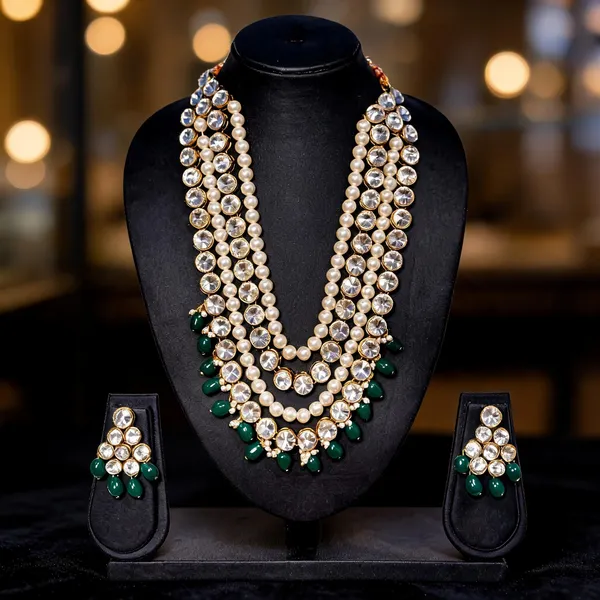 White_And_Green_Jewellery_Set_Alloy_For_Women_Pack_Of_1