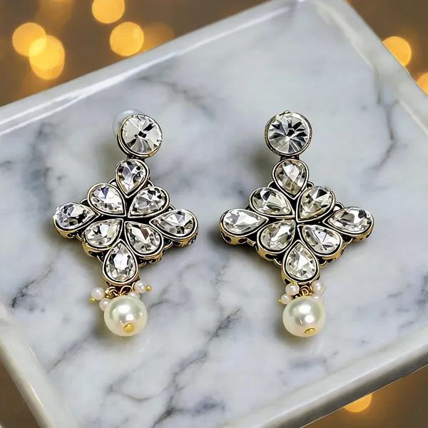 Gold_And_White_Earrings_Alloy_For_Unisex_Pack_Of_2
