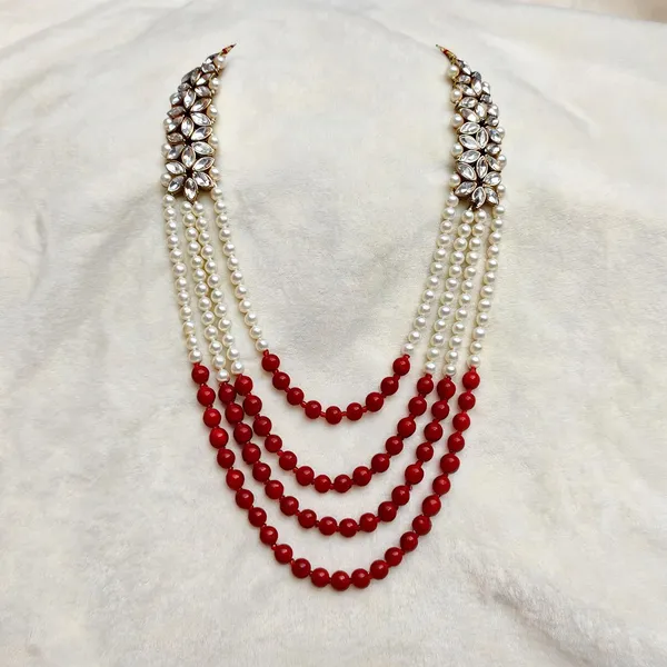 Red_And_White_Layered_Necklace_Alloy_For_Unisex_Pack_Of_1