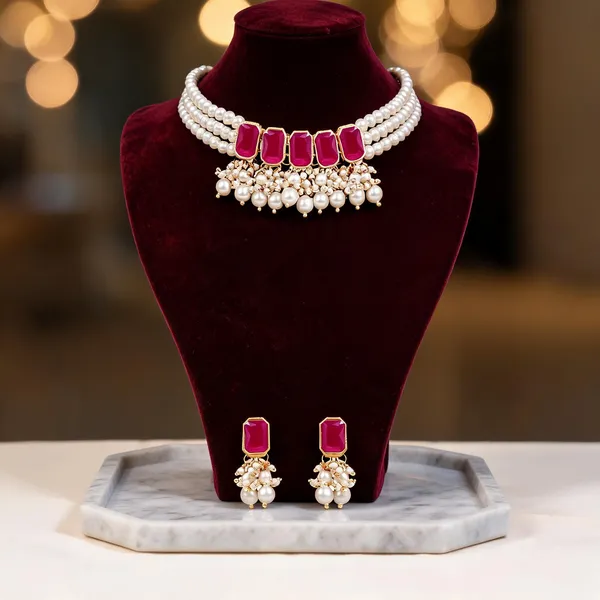 Pink_And_White_Jewellery_Set_Alloy_For_Women_Pack_Of_1