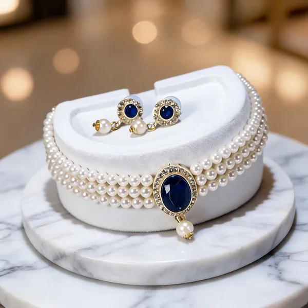 White_And_Blue_Jewellery_Set_Alloy_For_Women_Pack_Of_1
