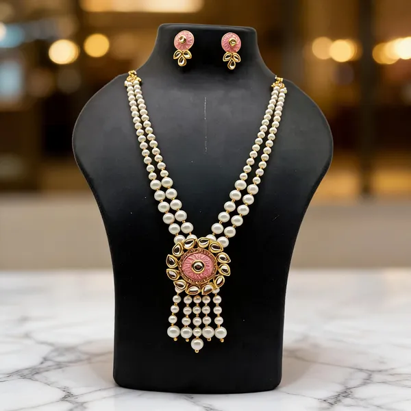 Pink_And_White_Jewellery_Set_Alloy_For_Women_Pack_Of_1