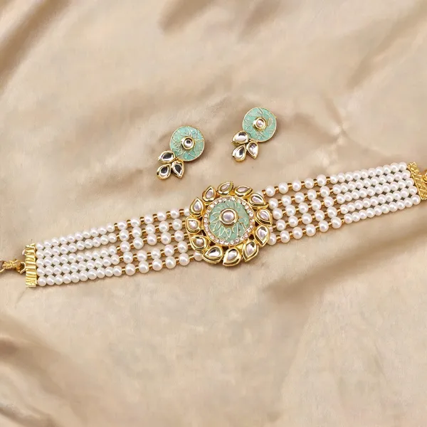 Green_And_White_Jewellery_Set_Alloy_For_Women_Pack_Of_1