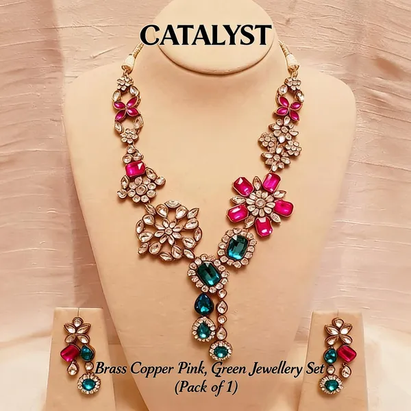 Pink_And_Green_Jewellery_Set_Alloy_For_Women_Pack_Of_1