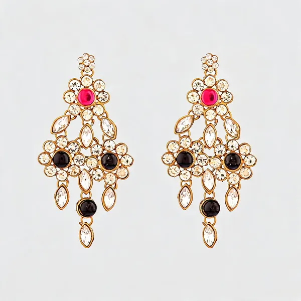 Black_And_Pink_Earrings_Alloy_For_Unisex_Pack_Of_2