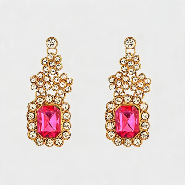 Pink_And_White_Earrings_Alloy_For_Unisex_Pack_Of_2