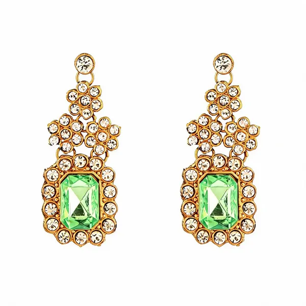 Green_And_White_Earrings_Alloy_For_Unisex_Pack_Of_2